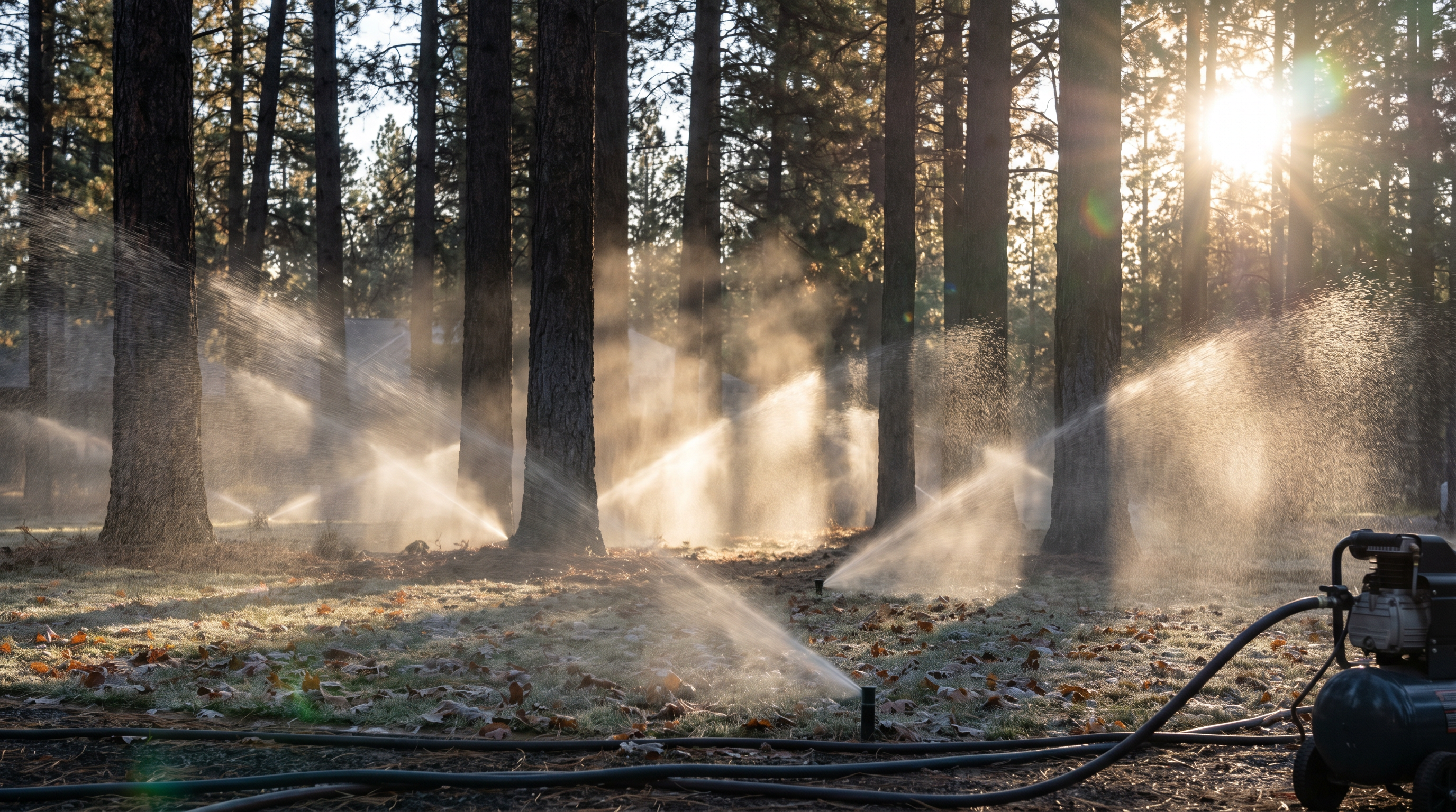 Irrigation system blowout with air compressor in Central Oregon