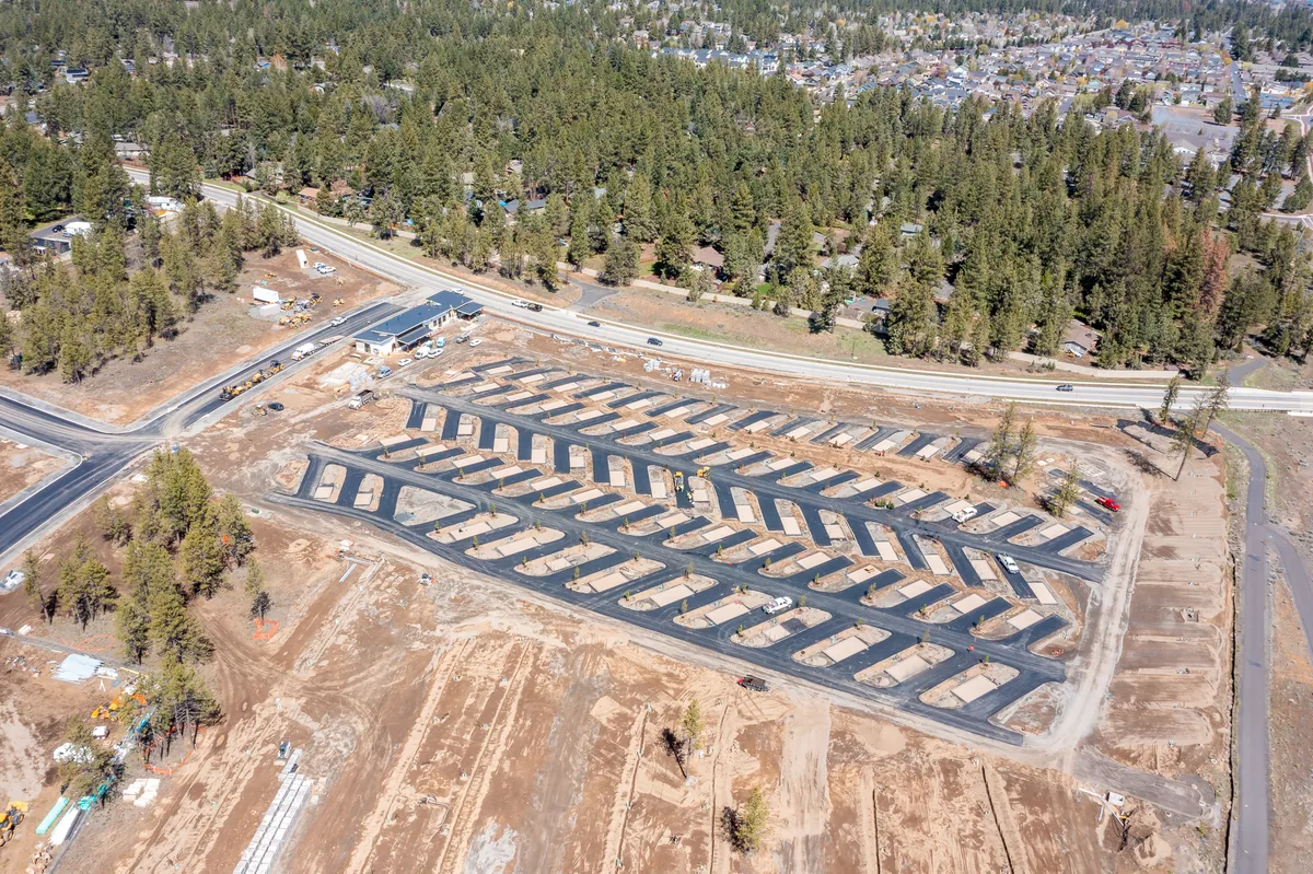 Aerial view of large commercial RV park landscape installation — Newport Avenue Landscaping