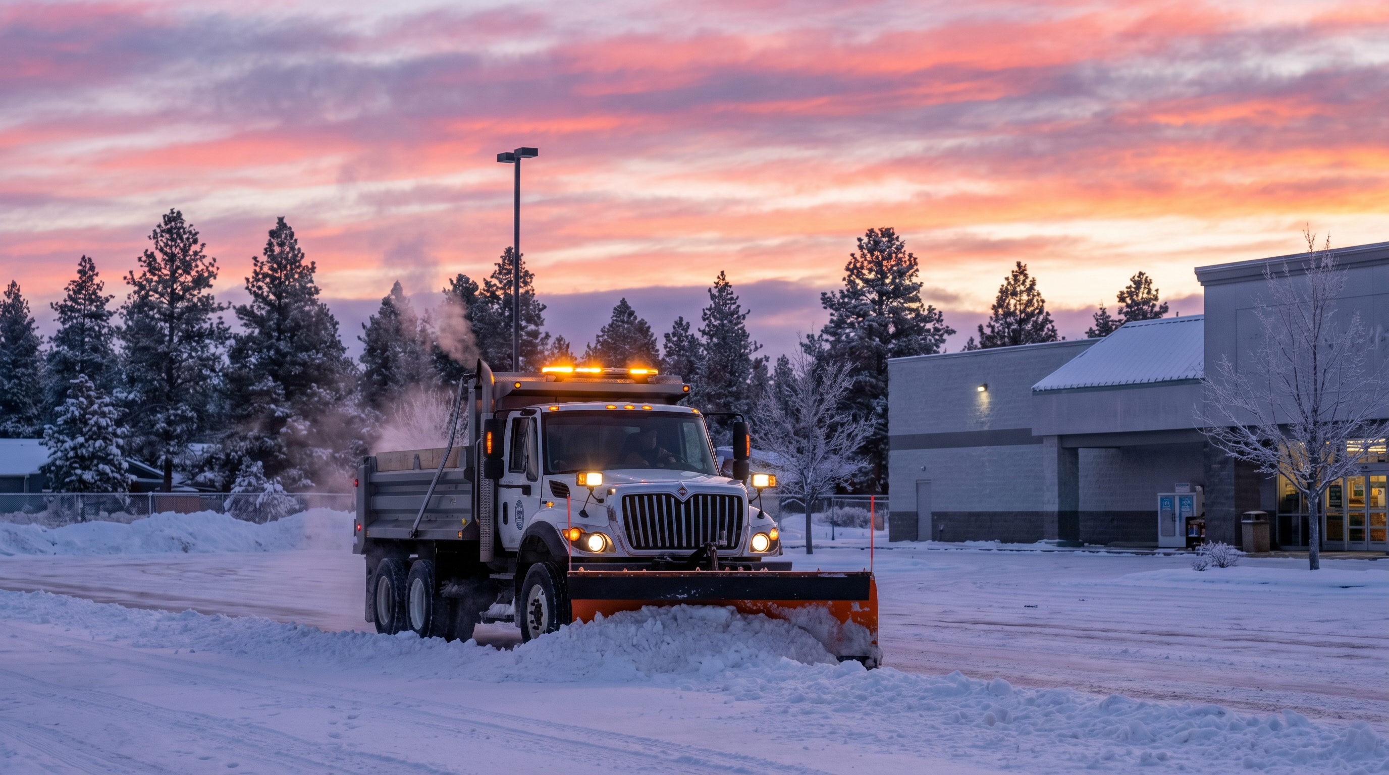 Commercial snow plowing service in Central Oregon